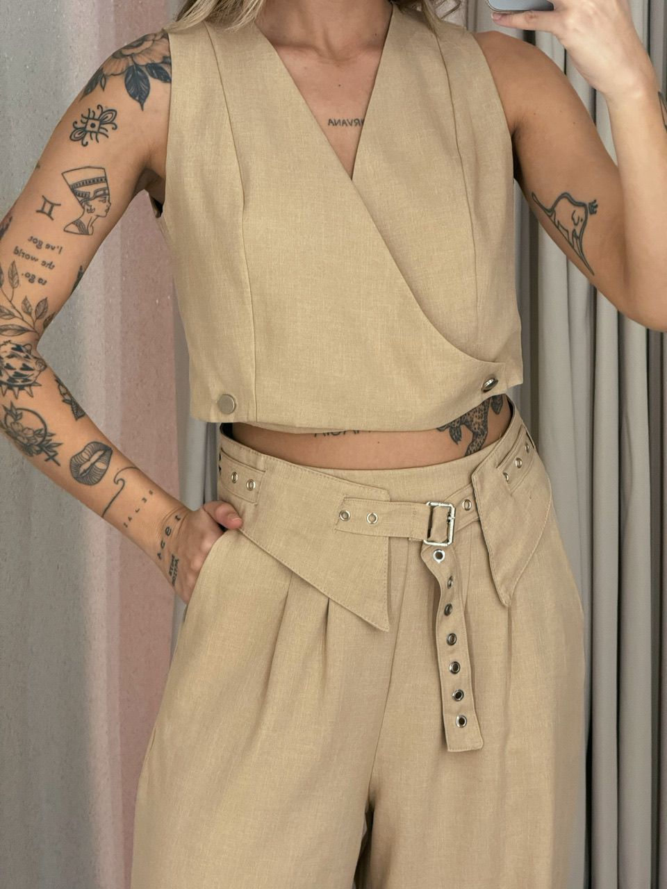 CONJUNTO LÍVIA CINTO CALÇA NUDE