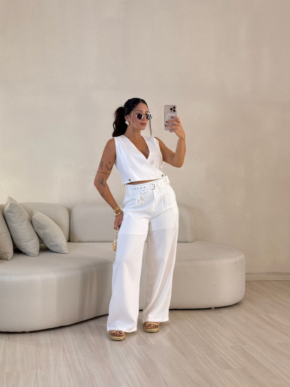 CONJUNTO LÍVIA CINTO CALÇA OFF - 0057780048 - CAROLLA FERRARO