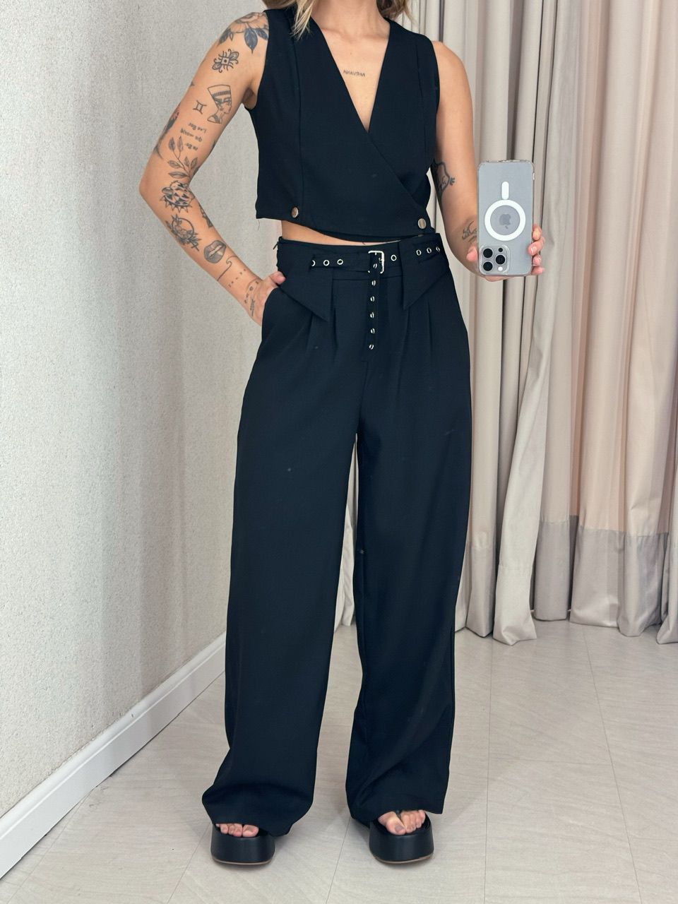 CONJUNTO LÍVIA CINTO CALÇA PRETO