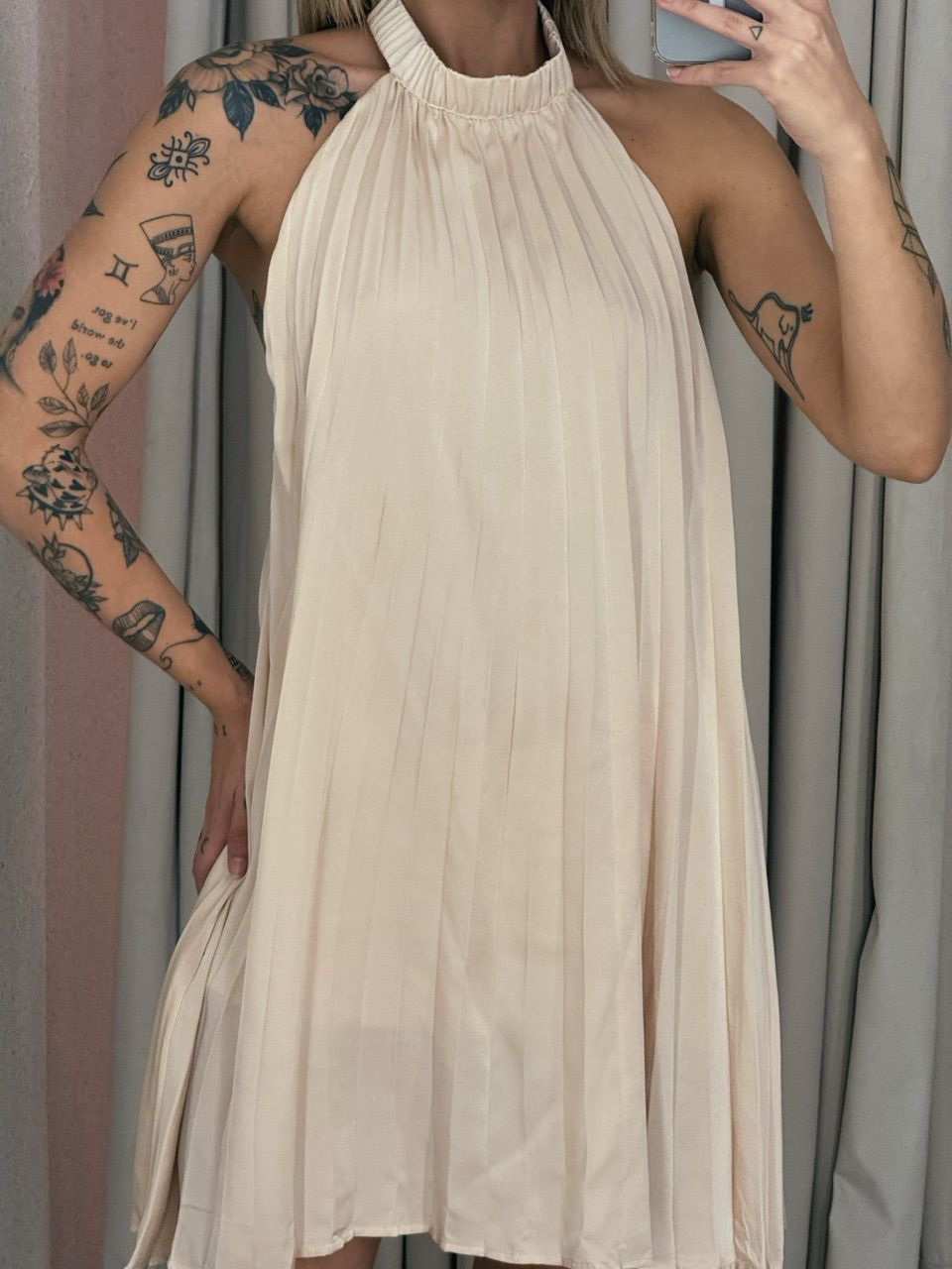VESTIDO NÁTALI PLISSADO MARFIM