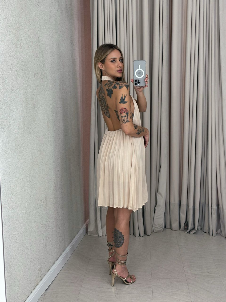 VESTIDO NÁTALI PLISSADO MARFIM