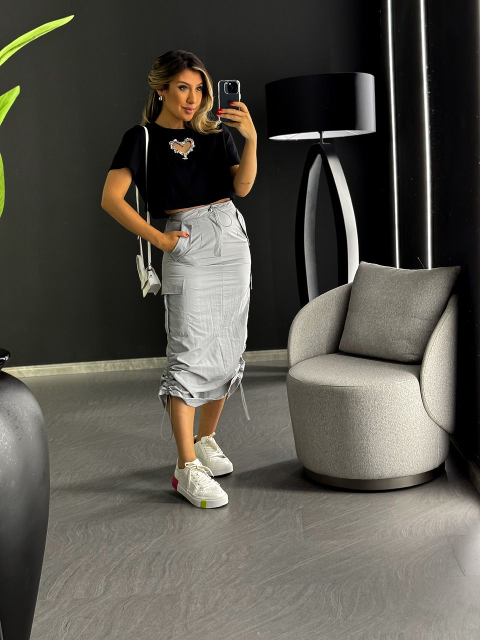 CROPPED BRILHO CORAÇÃO PRETO