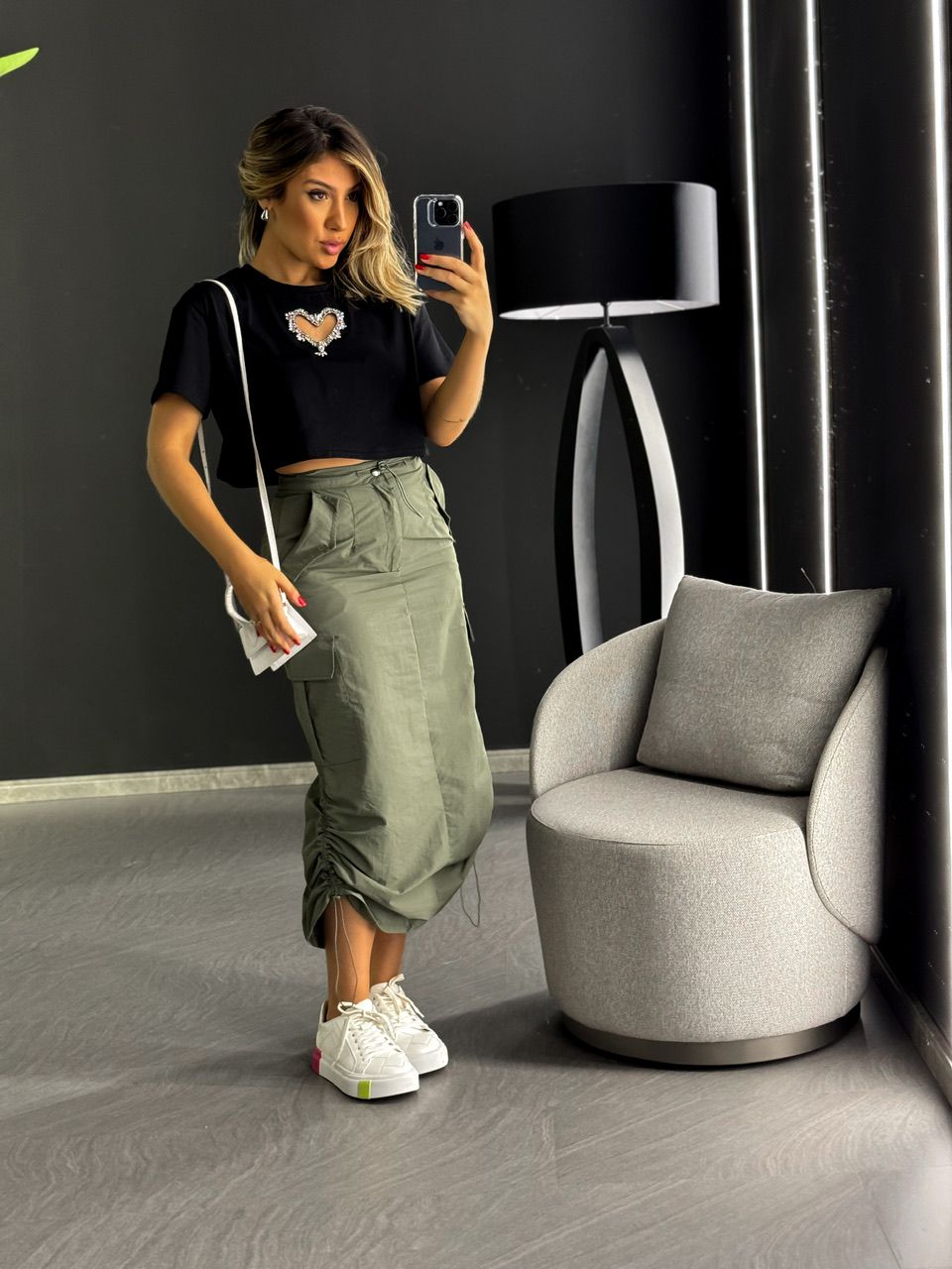 CROPPED BRILHO CORAÇÃO PRETO