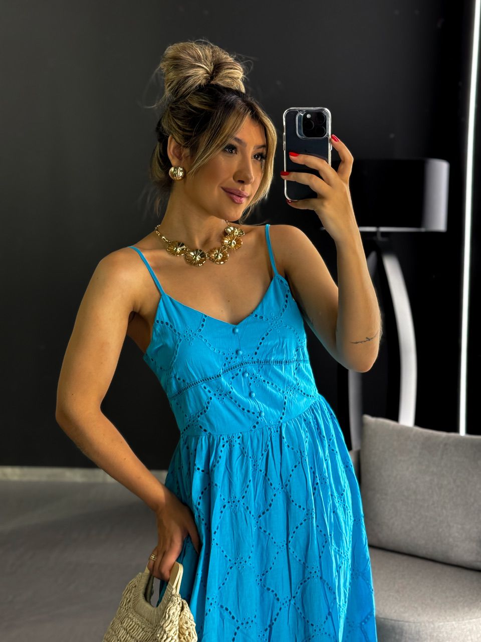 VESTIDO EVELYN LAISE LONGO AZUL