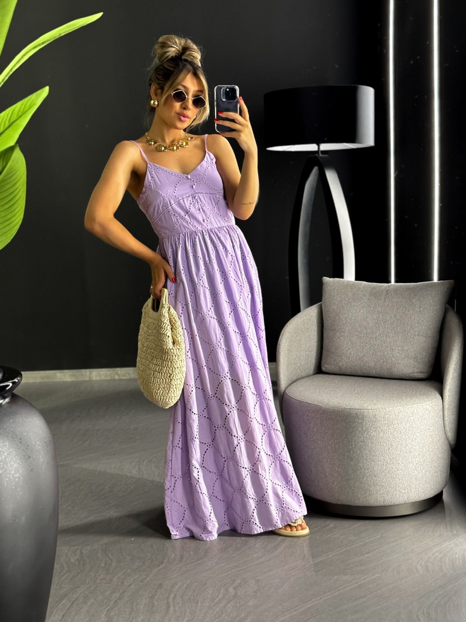 VESTIDO EVELYN LAISE LONGO LILÁS