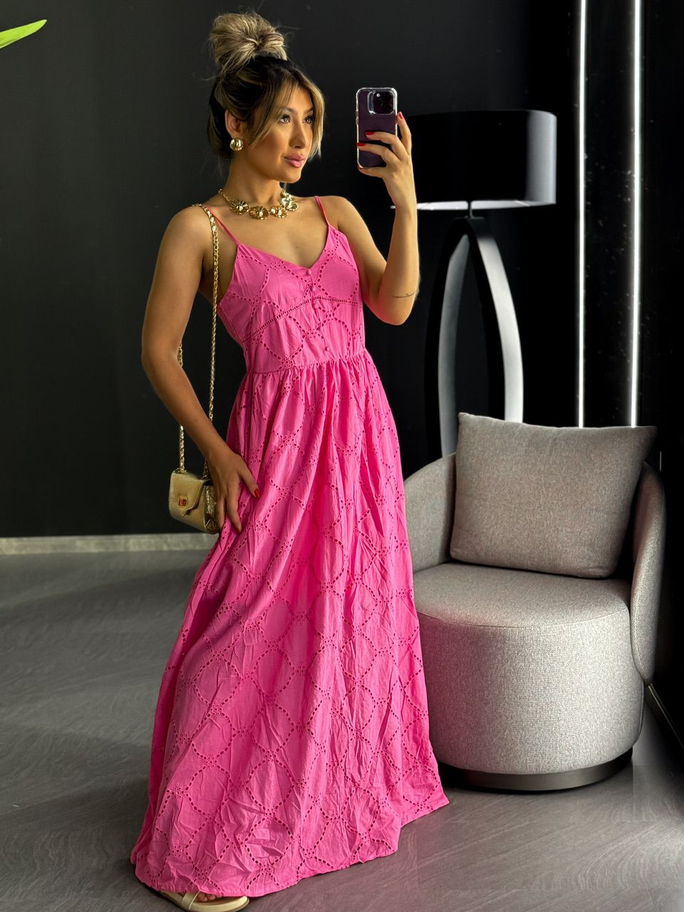 VESTIDO EVELYN LAISE LONGO ROSA