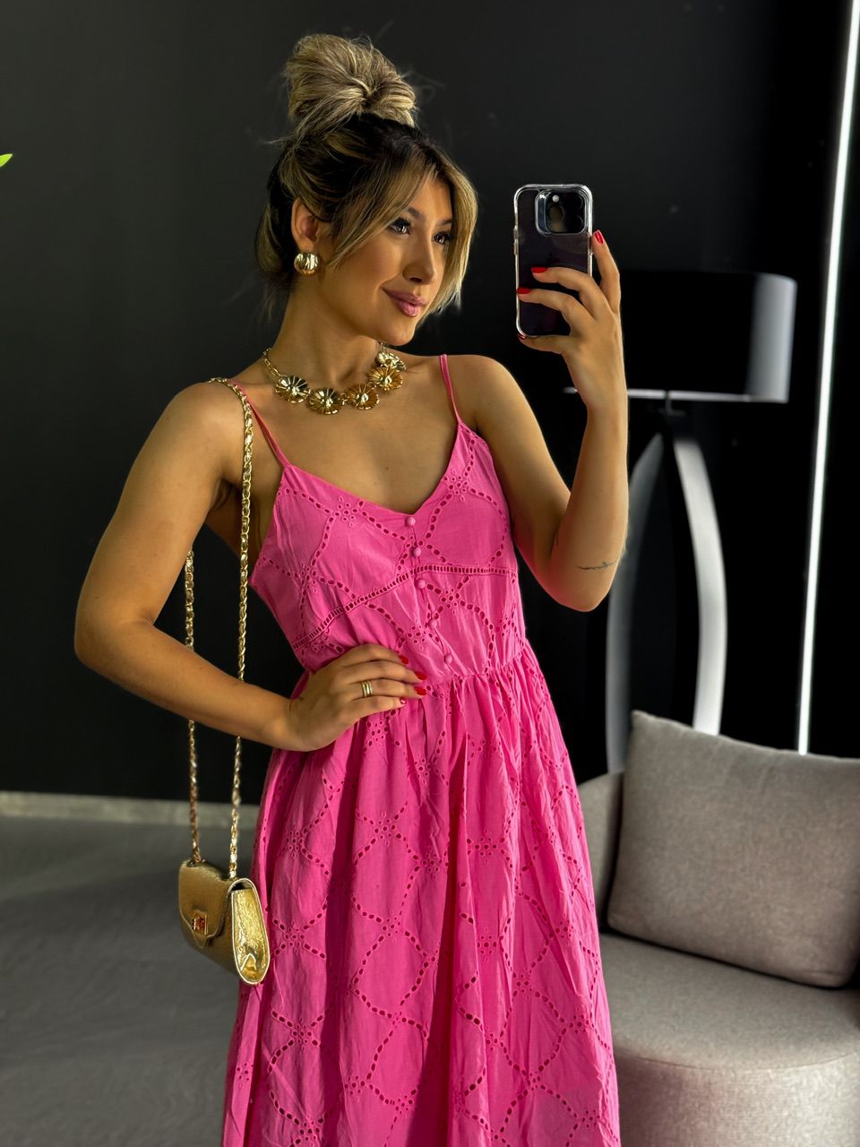 VESTIDO EVELYN LAISE LONGO ROSA