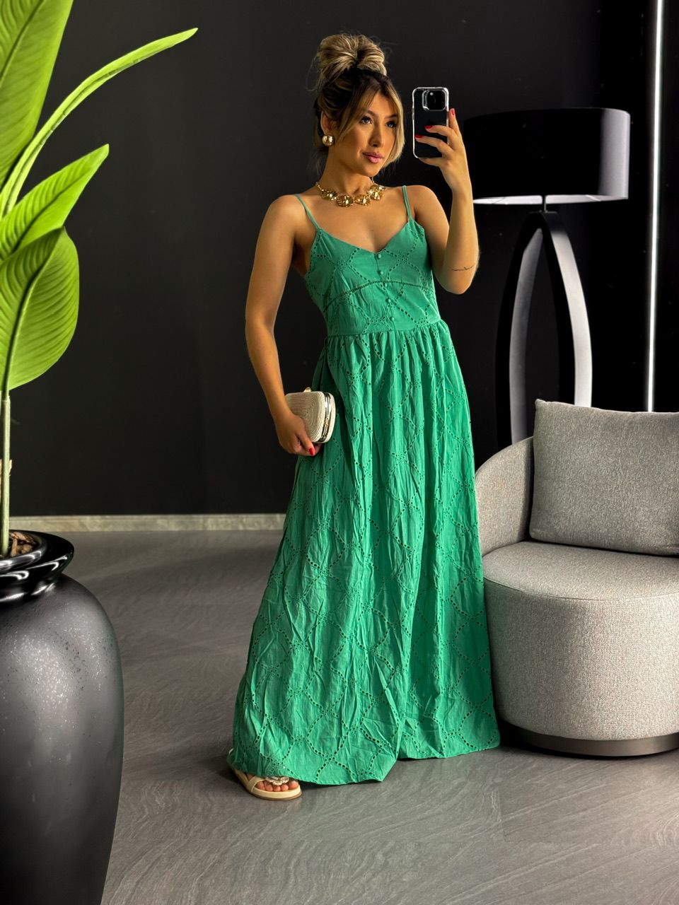 VESTIDO EVELYN LAISE LONGO TURQUESA