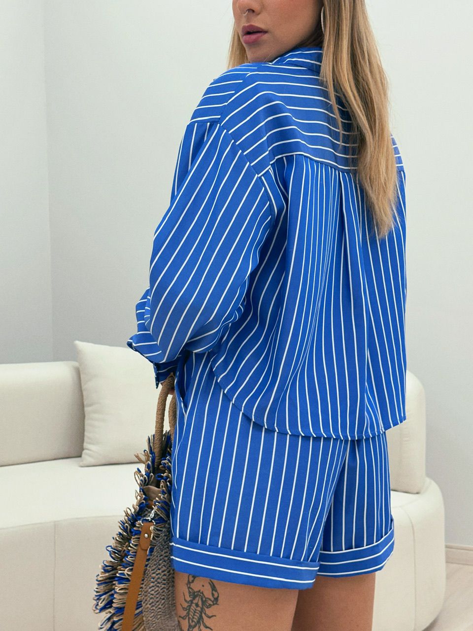 CONJUNTO SOFIA LISTRADO AZUL