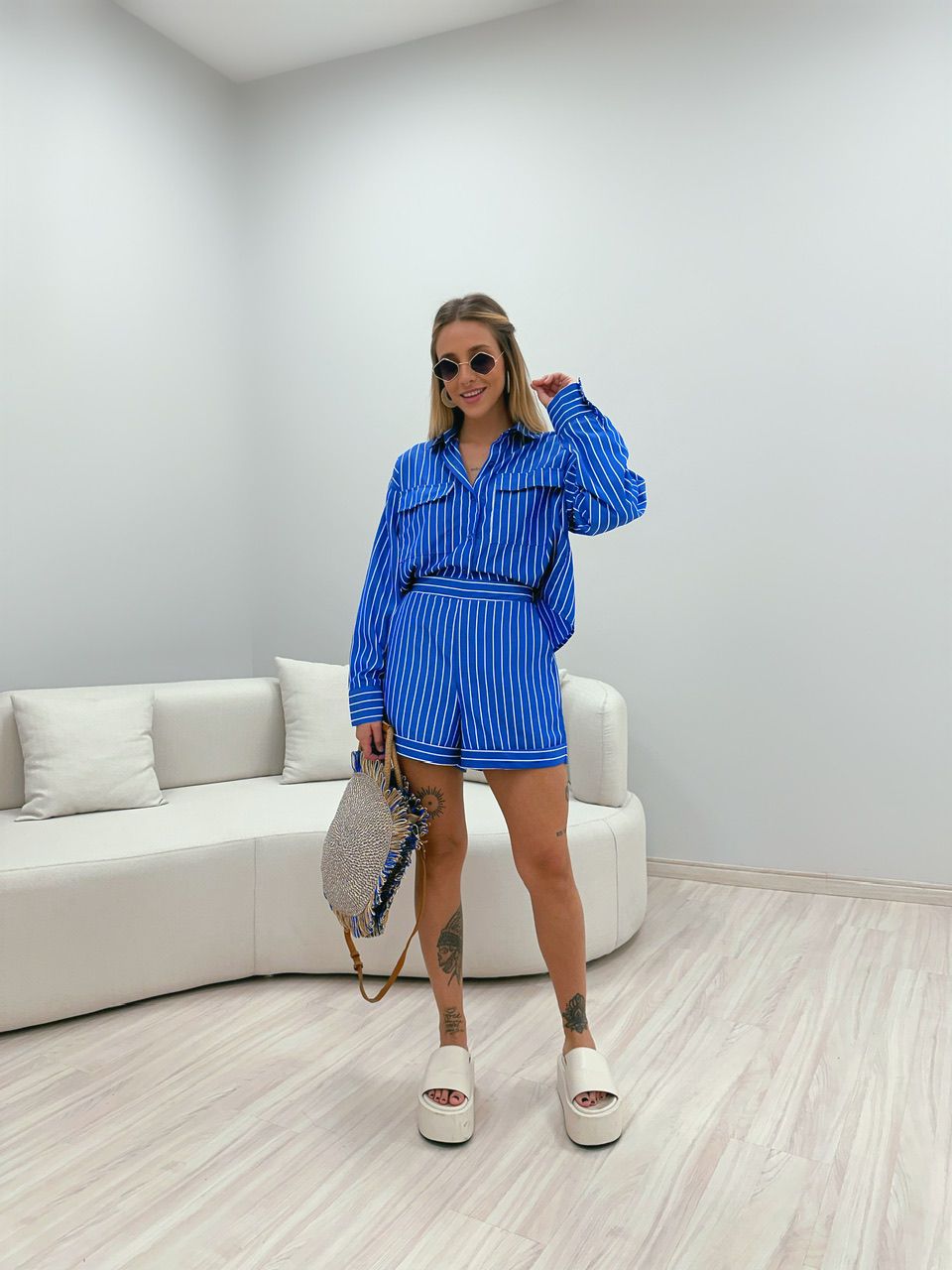 CONJUNTO SOFIA LISTRADO AZUL