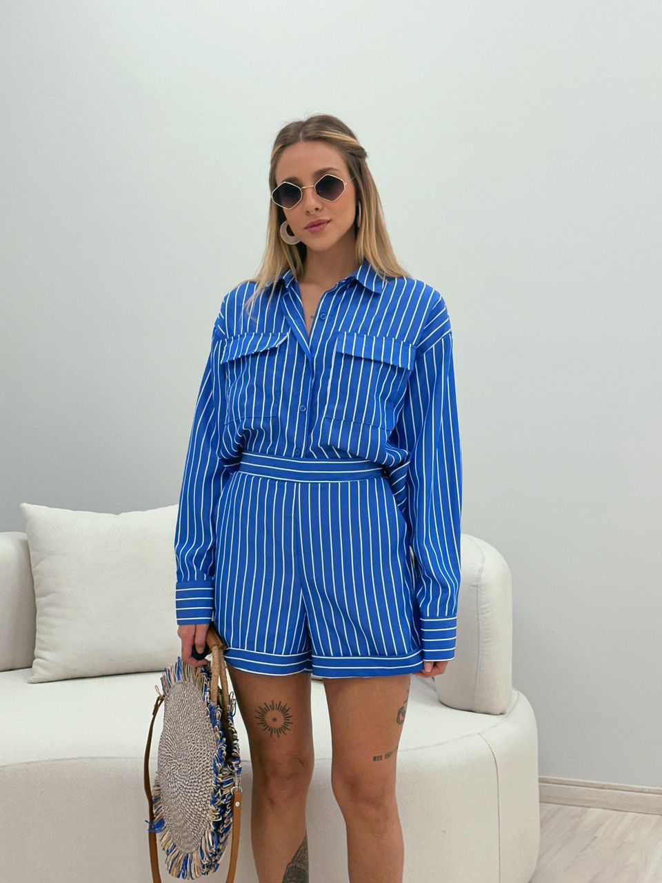 CONJUNTO SOFIA LISTRADO AZUL