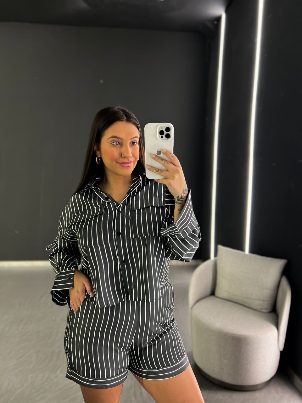 CONJUNTO SOFIA LISTRADO PRETO