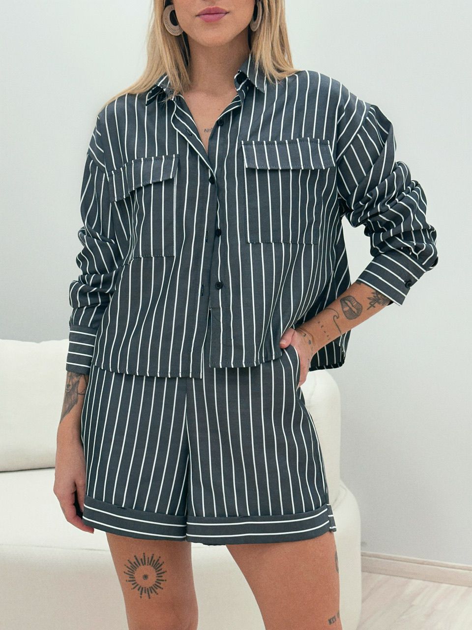 CONJUNTO SOFIA LISTRADO PRETO