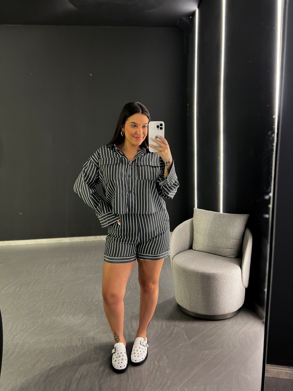 CONJUNTO SOFIA LISTRADO PRETO