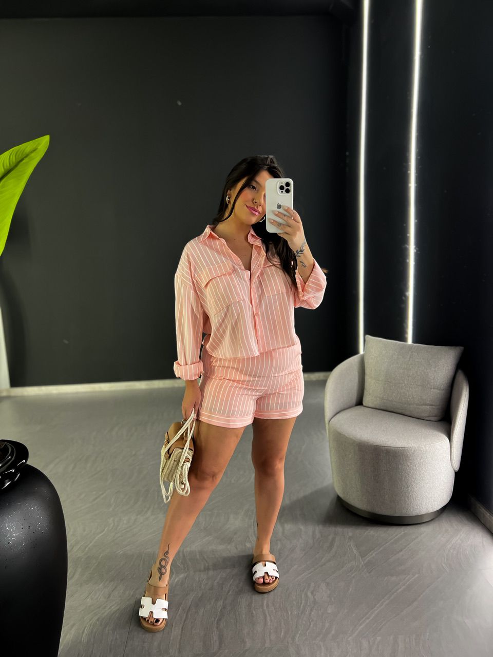 CONJUNTO SOFIA LISTRADO ROSA CLARO