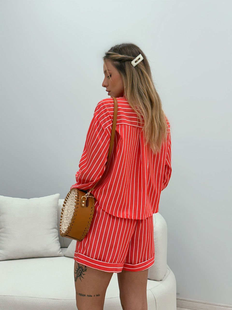 CONJUNTO SOFIA LISTRADO VERMELHO