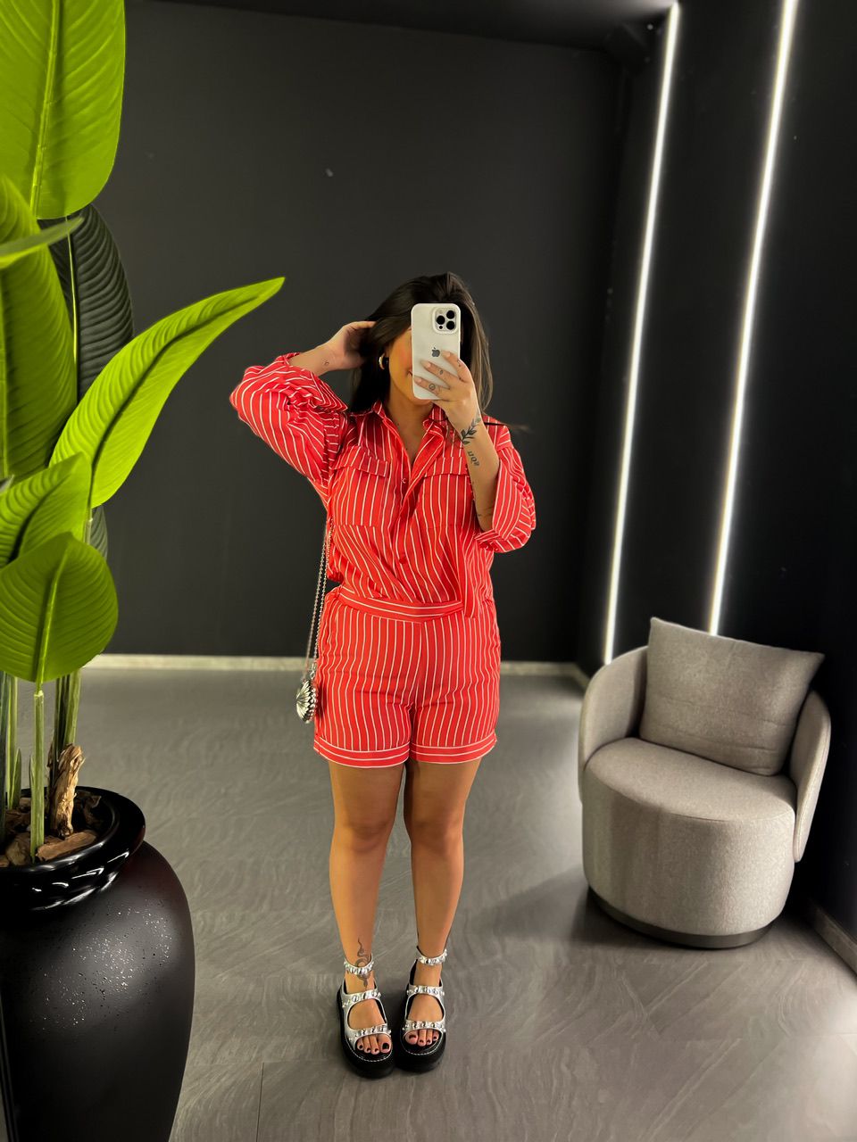 CONJUNTO SOFIA LISTRADO VERMELHO