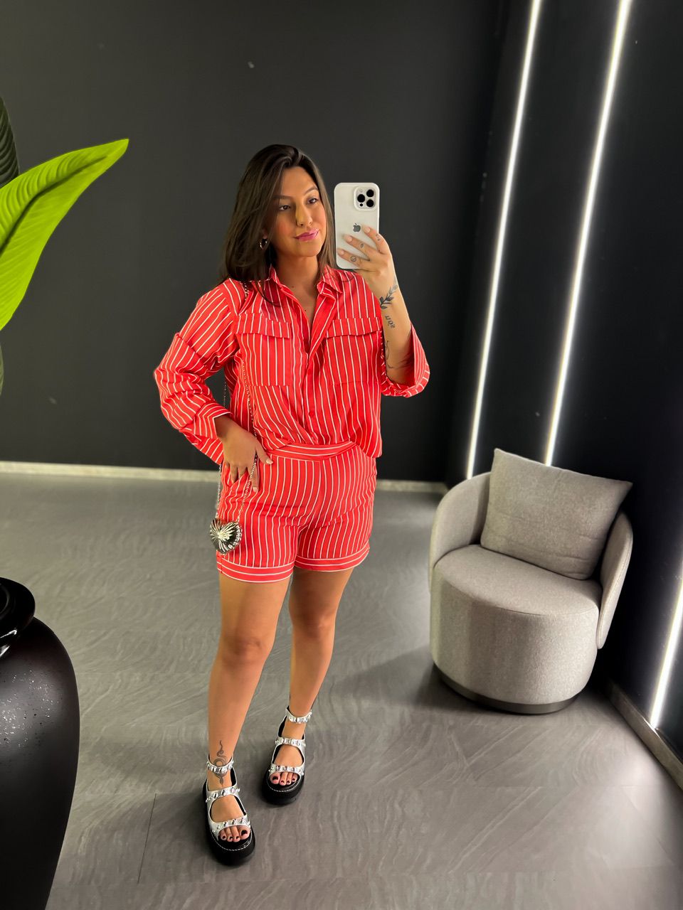 CONJUNTO SOFIA LISTRADO VERMELHO