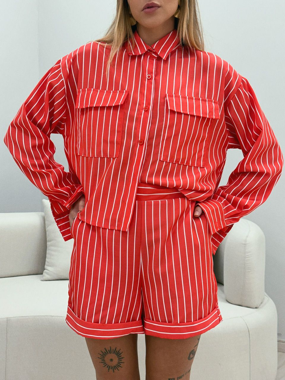 CONJUNTO SOFIA LISTRADO VERMELHO