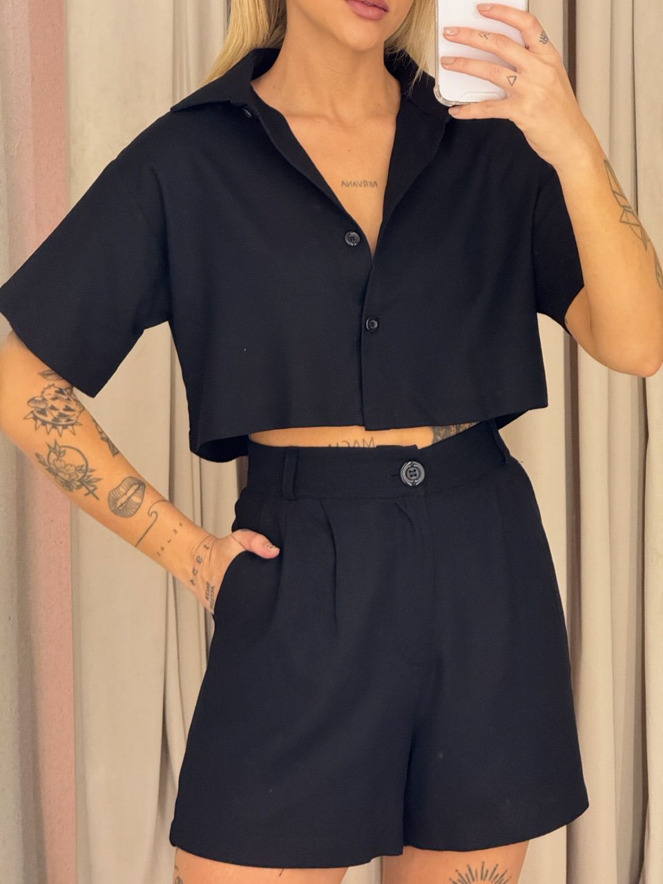 CONJUNTO MELODY SHORT PRETO