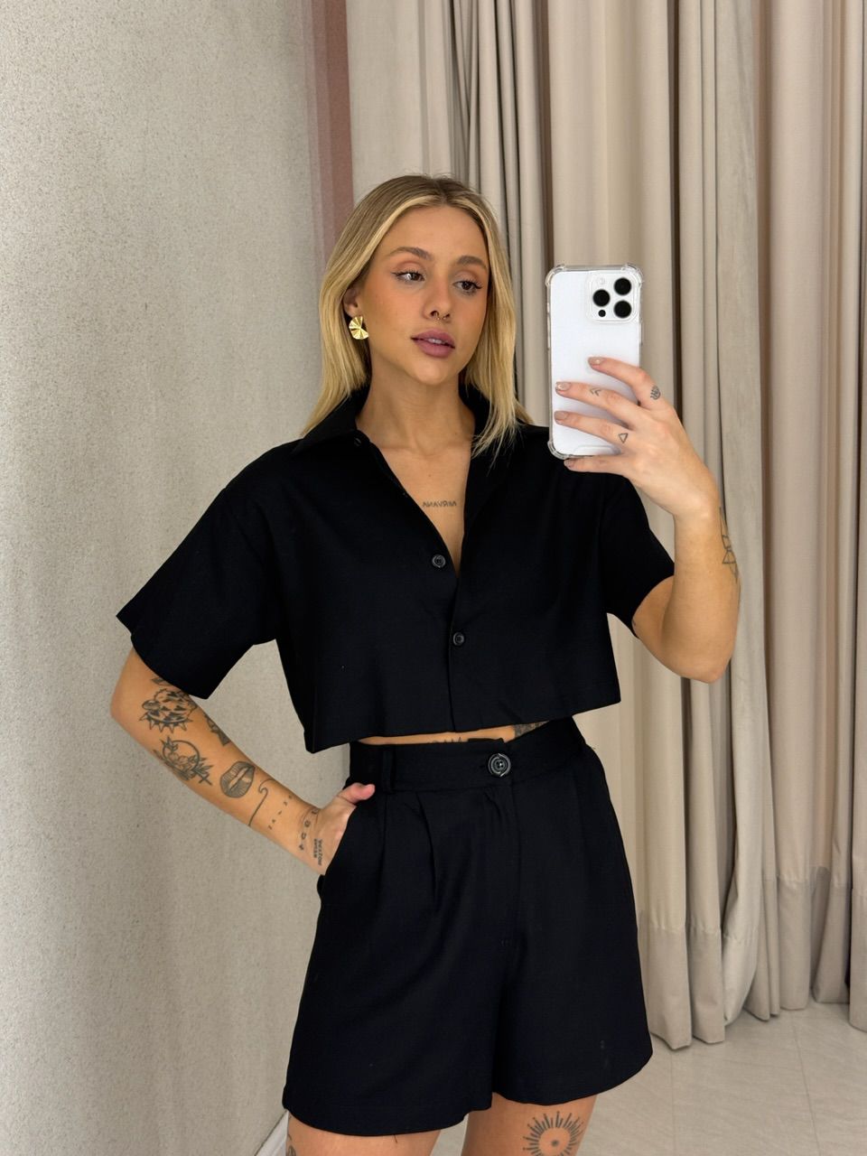CONJUNTO MELODY SHORT PRETO