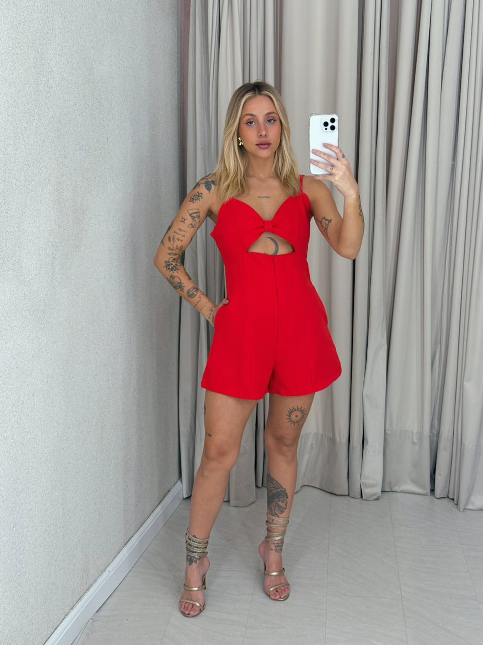 MACAQUINHO VERÔNICA ALÇA VERMELHO - 0061710006 - CAROLLA FERRARO
