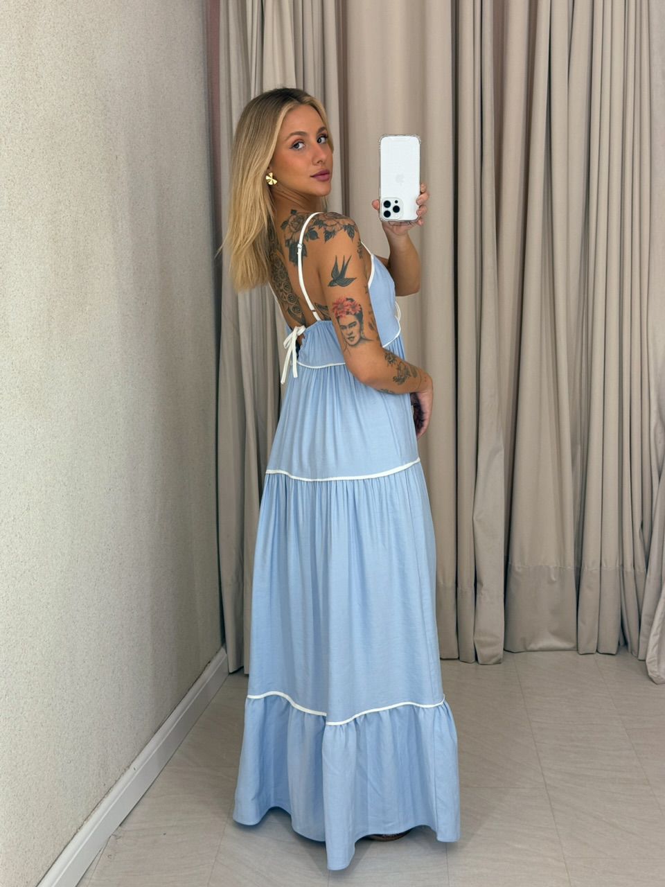 VESTIDO ANA CAROLINA ALÇA azul