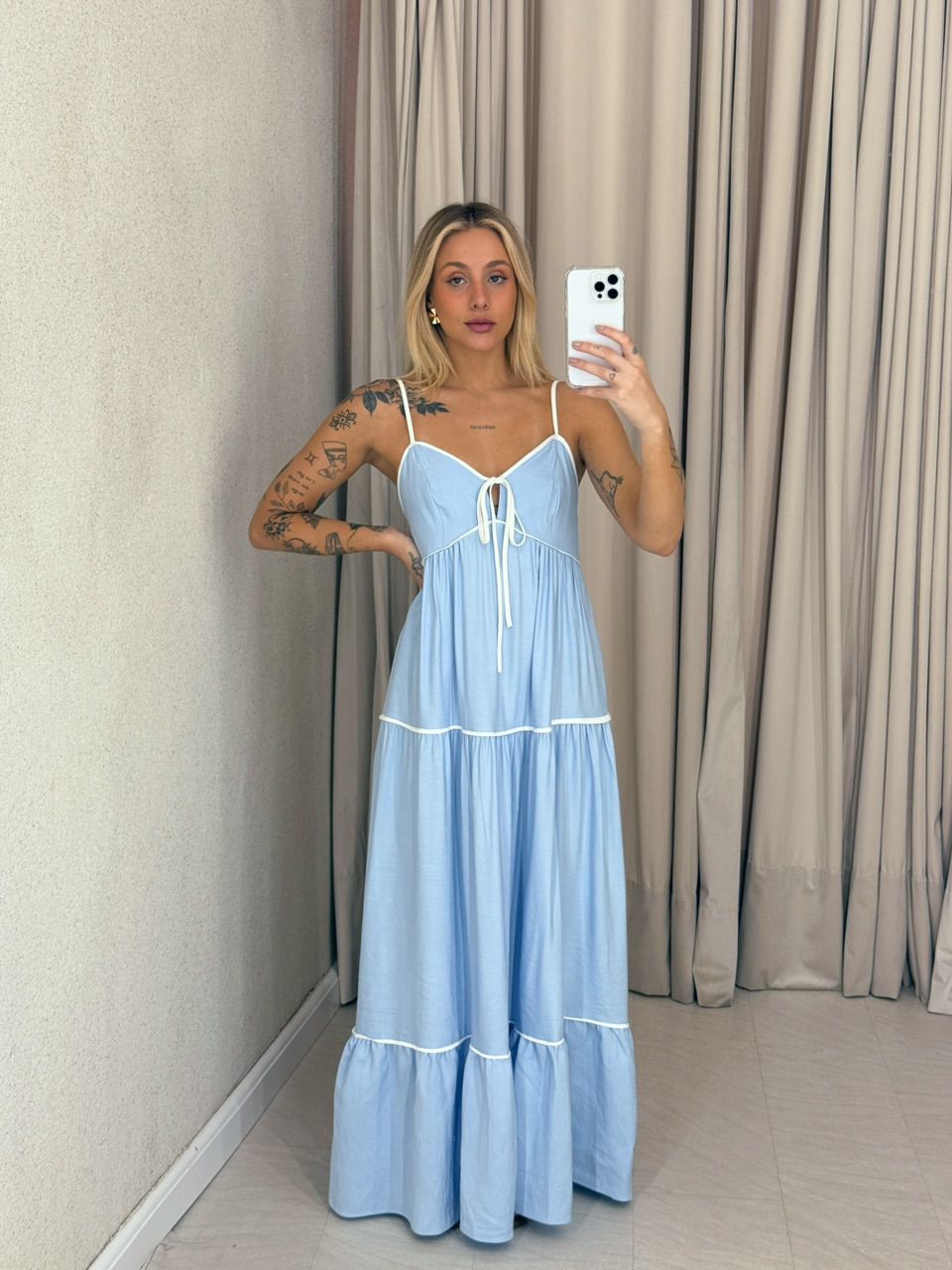 VESTIDO ANA CAROLINA ALÇA azul - 0061720109 - CAROLLA FERRARO