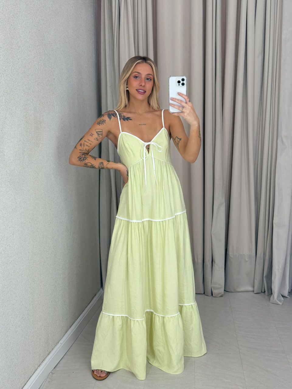 VESTIDO ANA CAROLINA ALÇA LIMA - 0061720116 - CAROLLA FERRARO
