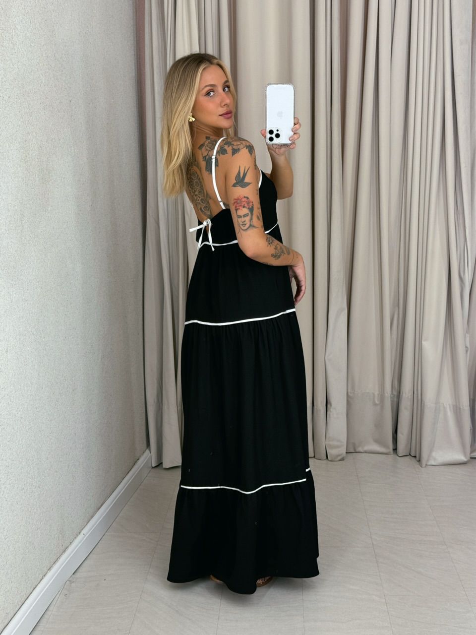 VESTIDO ANA CAROLINA ALÇA preto
