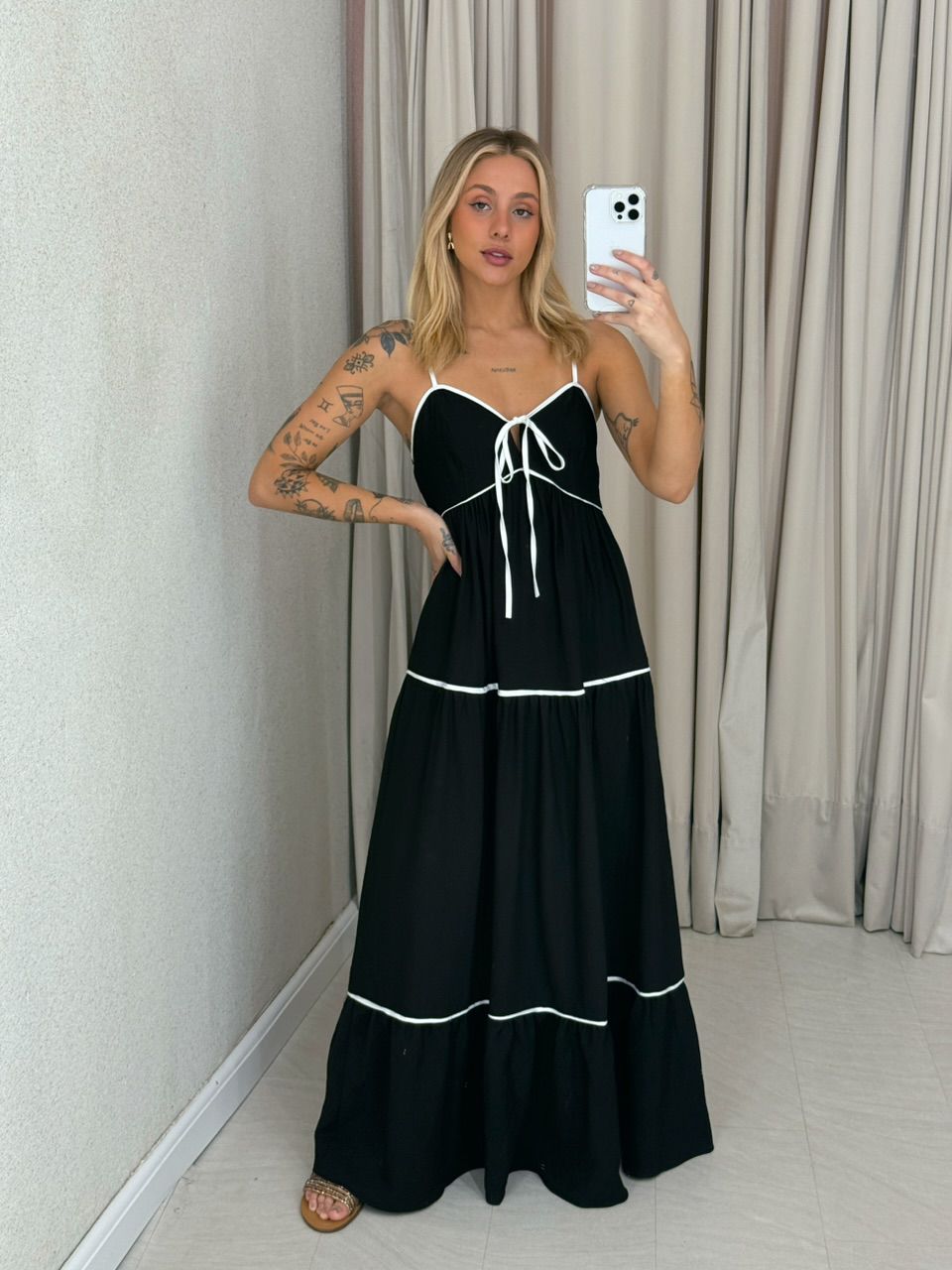 VESTIDO ANA CAROLINA ALÇA preto