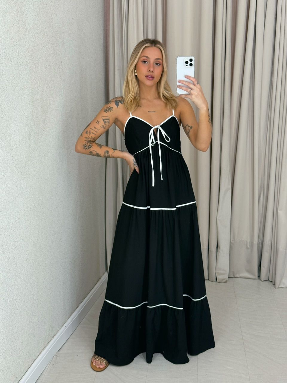 VESTIDO ANA CAROLINA ALÇA preto