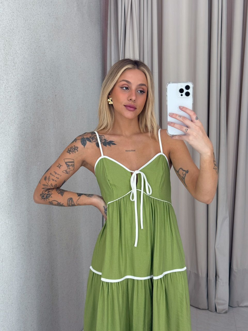 VESTIDO ANA CAROLINA ALÇA verde