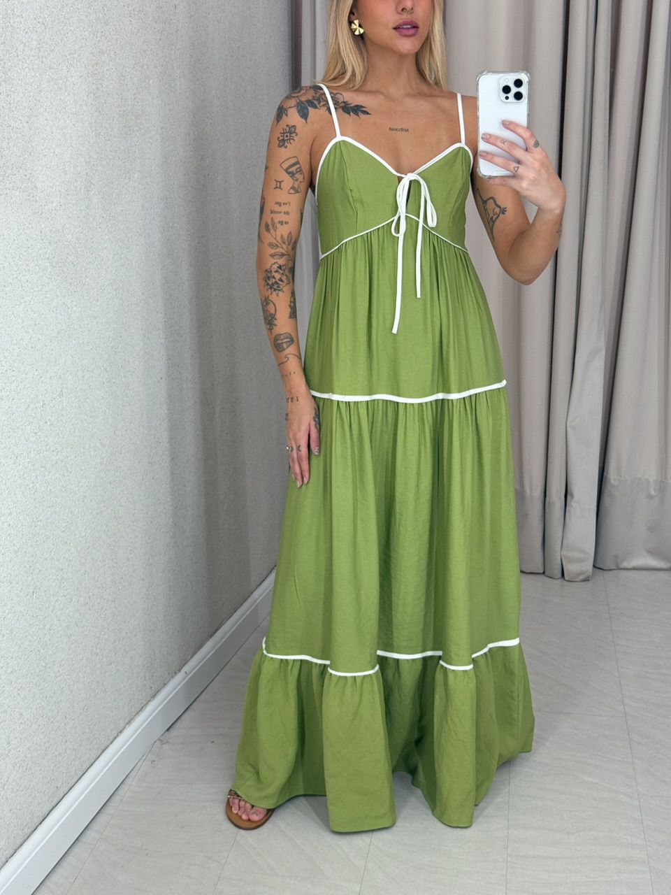VESTIDO ANA CAROLINA ALÇA verde