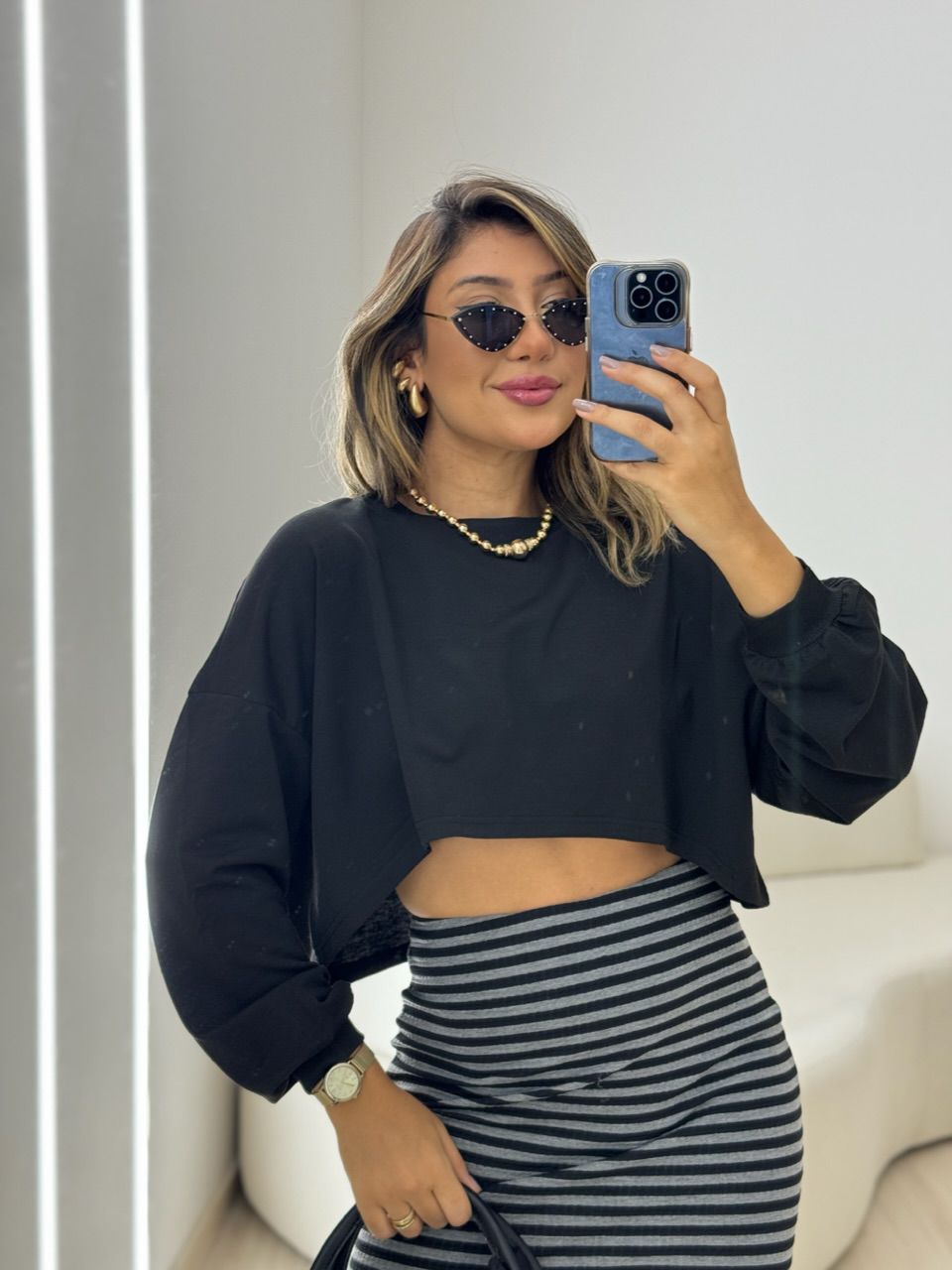 CROPPED CAMILA MOLETINHO PRETO