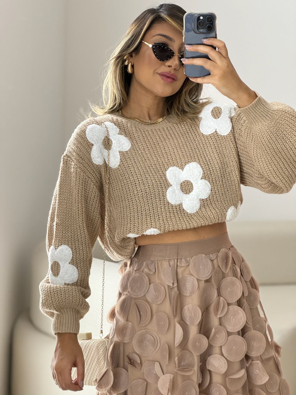 TRICOT ANA FLORES NUDE - 0050070049 - CAROLLA FERRARO