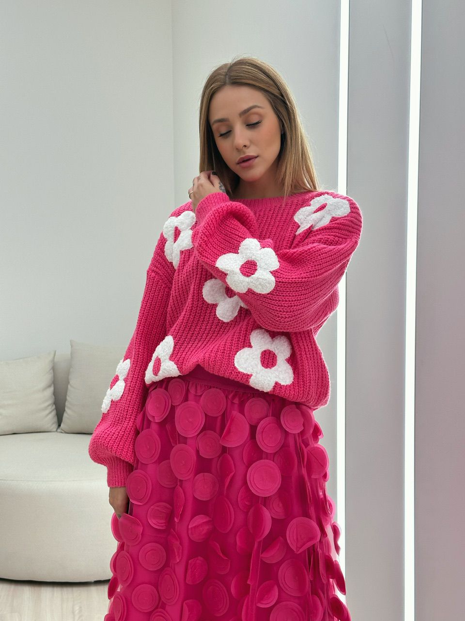TRICOT ANA FLORES PINK - 0050070037 - CAROLLA FERRARO
