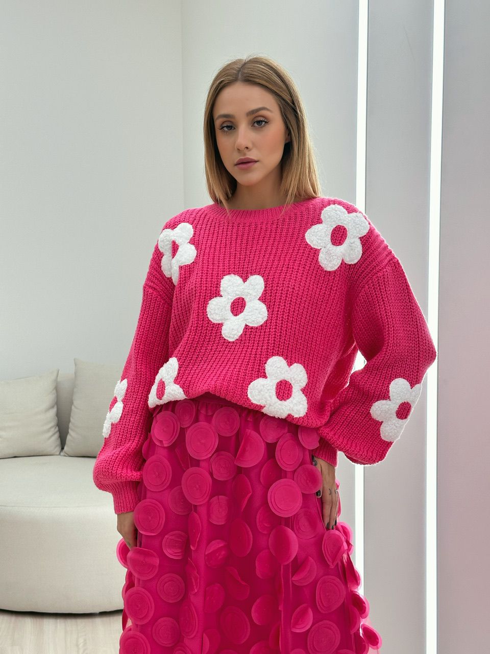 TRICOT ANA FLORES PINK