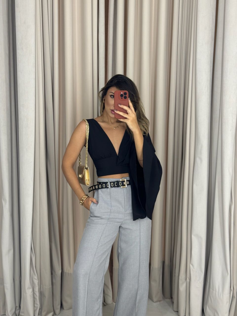 CALÇA IVETE PANTALONA CINZA CLARO