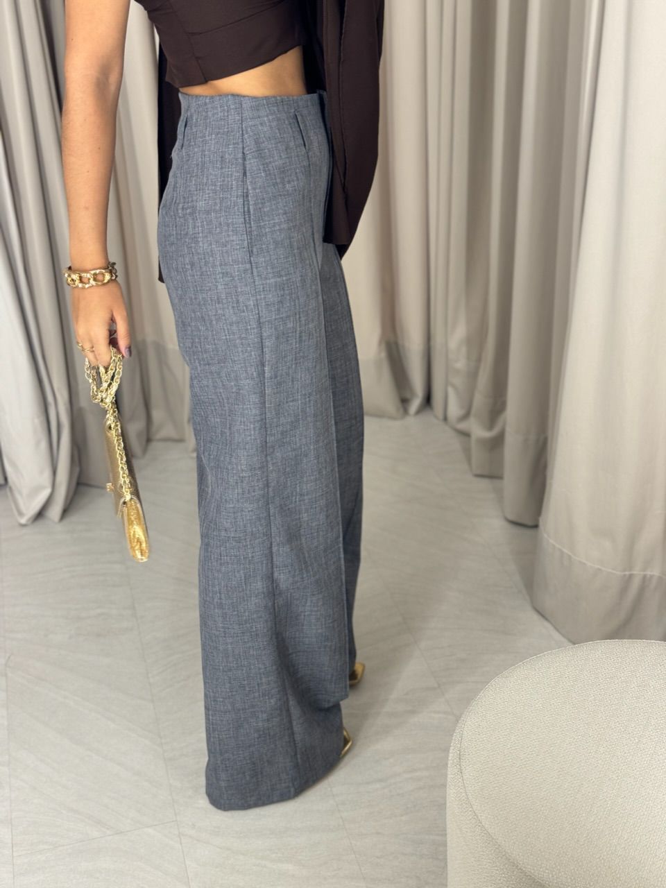 CALÇA IVETE PANTALONA CINZA ESCURO