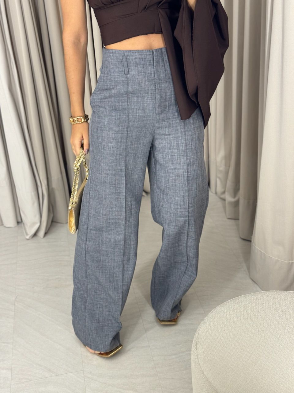 CALÇA IVETE PANTALONA CINZA ESCURO - 0051570222 - CAROLLA FERRARO