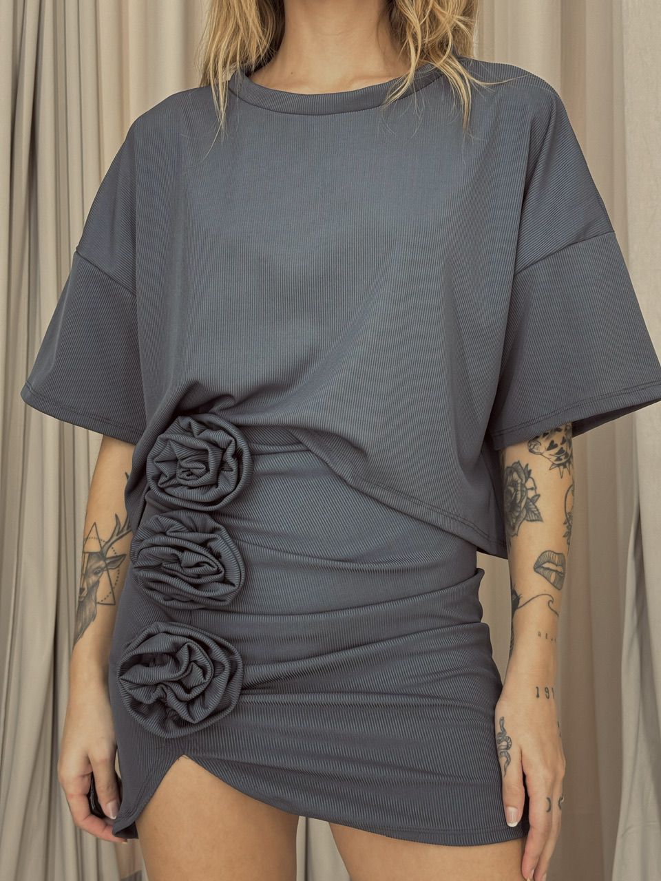CONJUNTO BÁRBARA FLOR CINZA