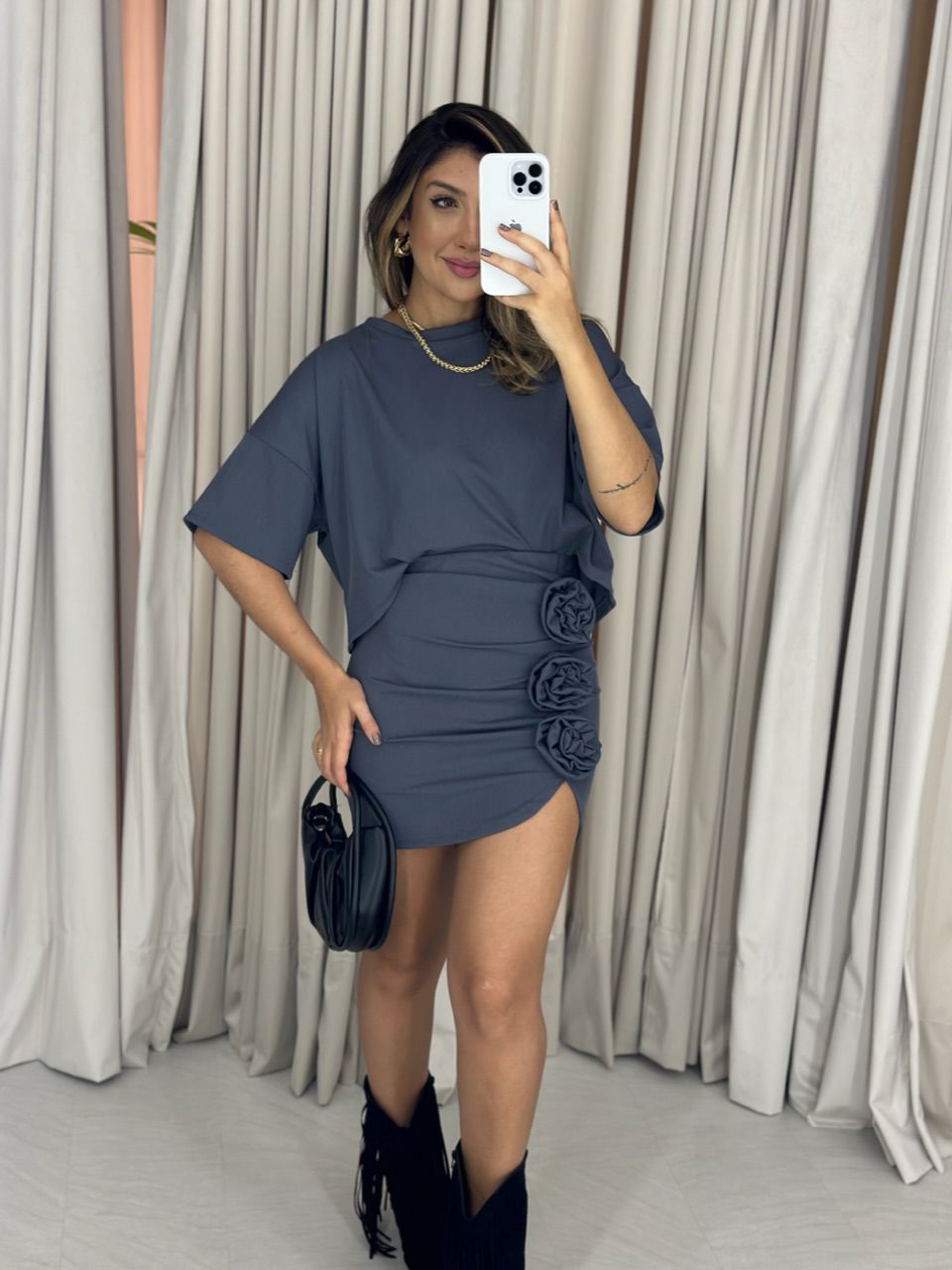 CONJUNTO BÁRBARA FLOR CINZA