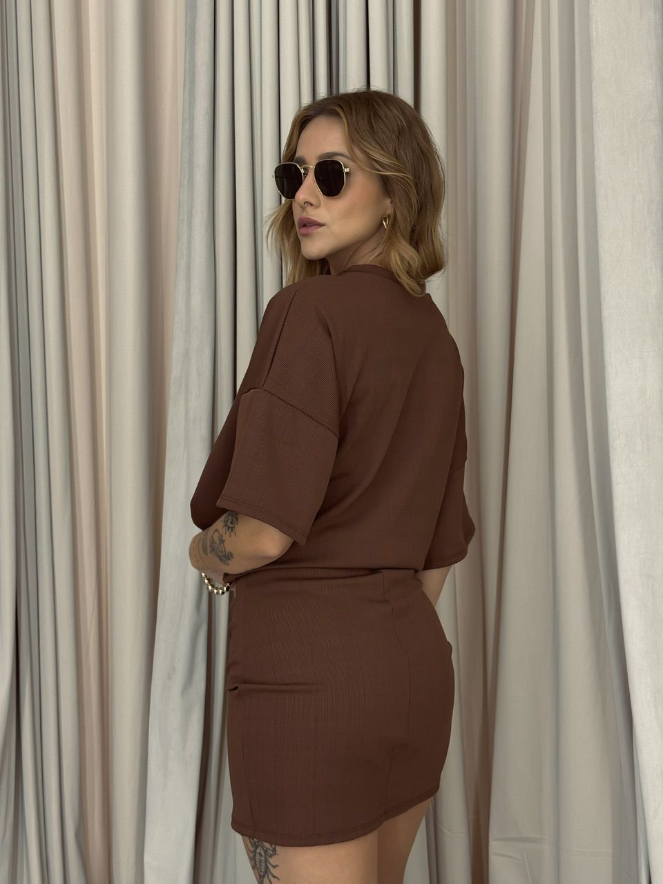 CONJUNTO BÁRBARA FLOR MARROM