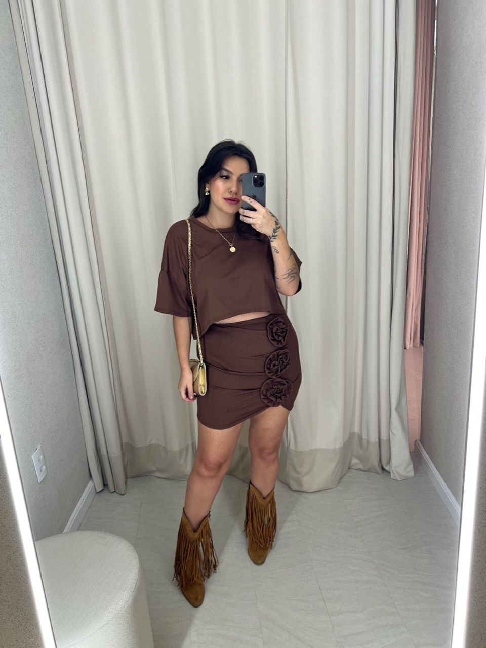 CONJUNTO BÁRBARA FLOR MARROM