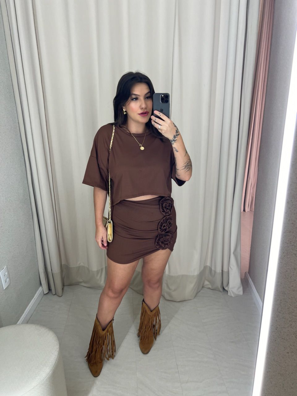 CONJUNTO BÁRBARA FLOR MARROM