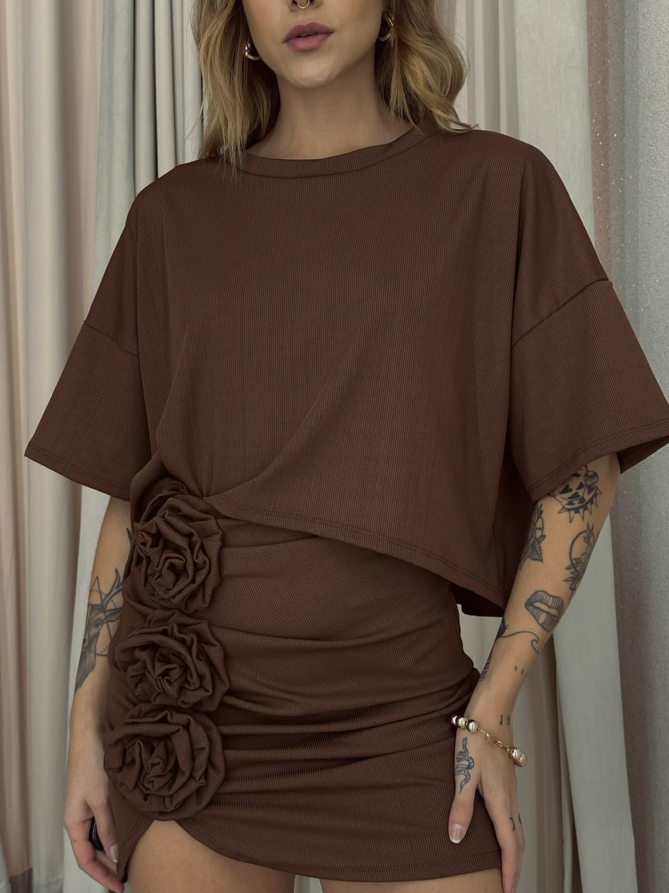 CONJUNTO BÁRBARA FLOR MARROM