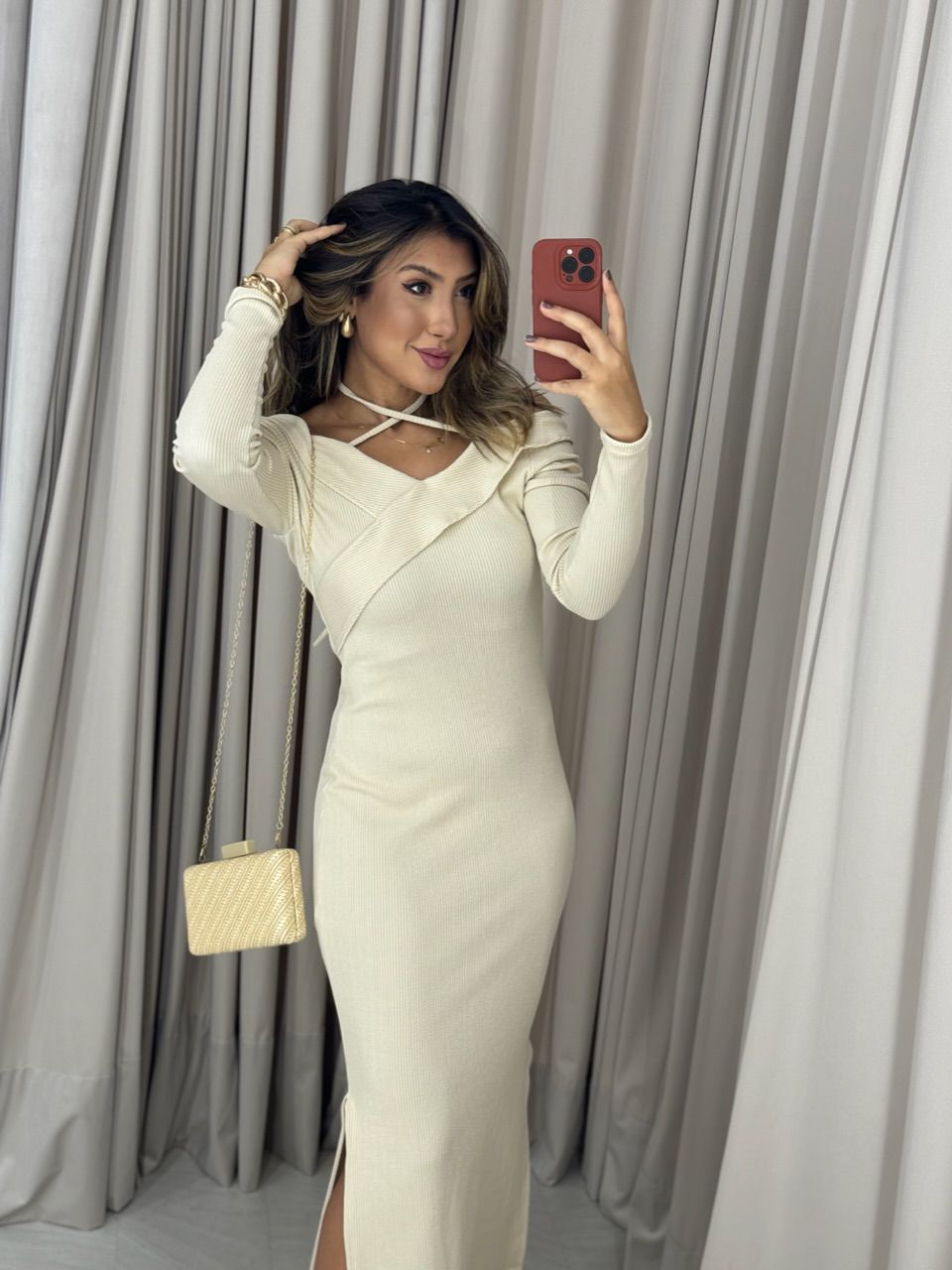 VESTIDO CÁSSIA ANARRUGA MARFIM