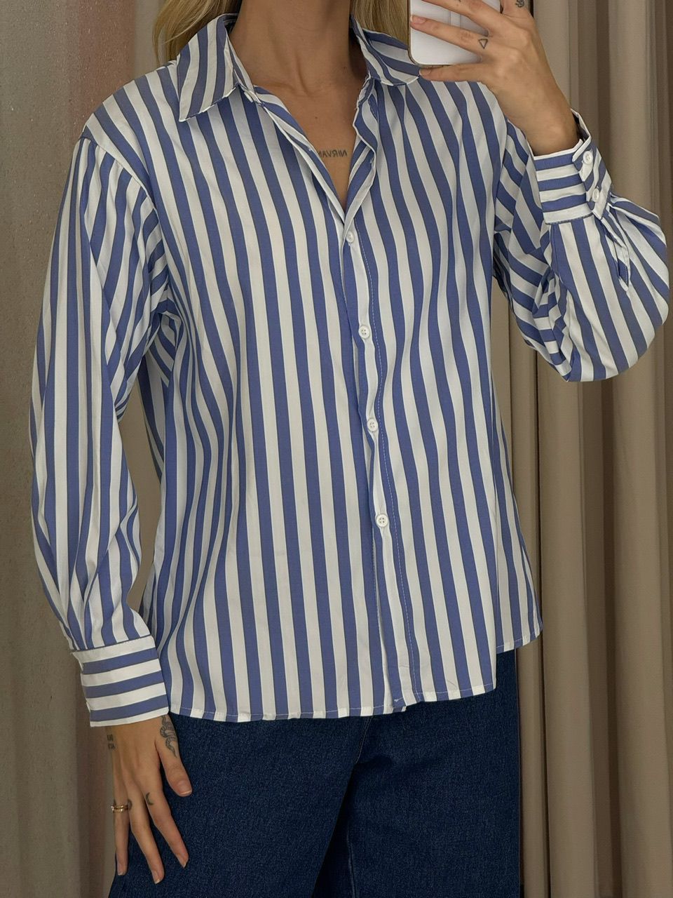 CAMISA NANCY LISTRAS azul