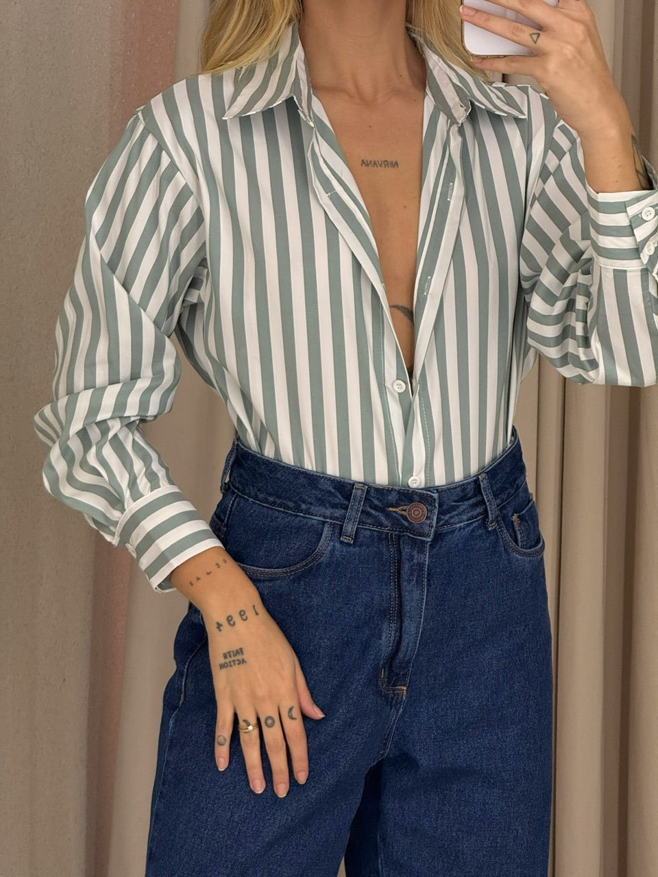 CAMISA NANCY LISTRAS verde